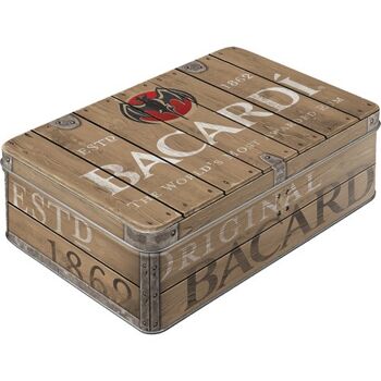 Boîte plate - Bacardi - Logo tonneau en bois
