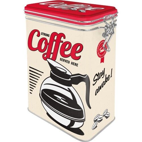 Caja superior con clip 7,5x11x17,5 cms. USA Strong Coffee Served Here