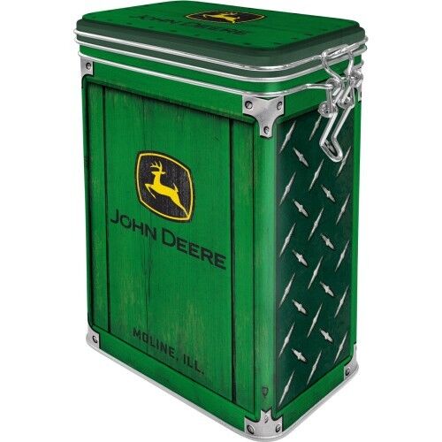Scatola superiore con clip 7,5x11x17,5 cm. John Deere - Piatto diamantato verde