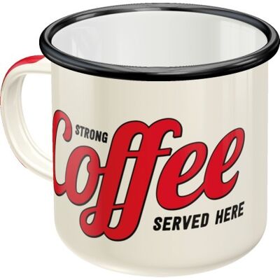USA Strong Coffee Served Here enamel mug