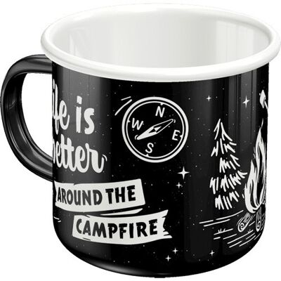 Life Is Better Around The Campfire Emaille Tasse