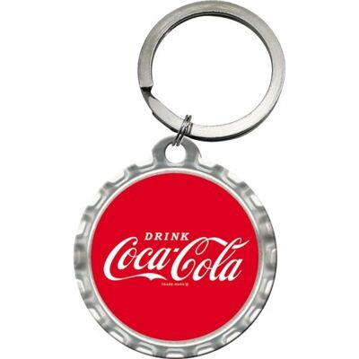Coca-Cola Round Keychain - Red Crown Cap Logo