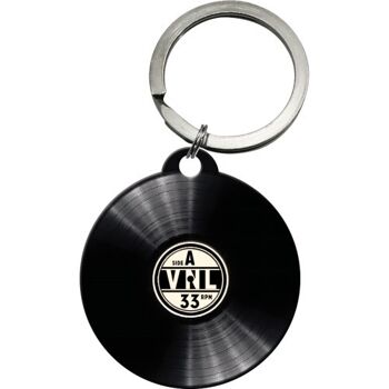 Porte-clés rond en vinyle rétro Achtung