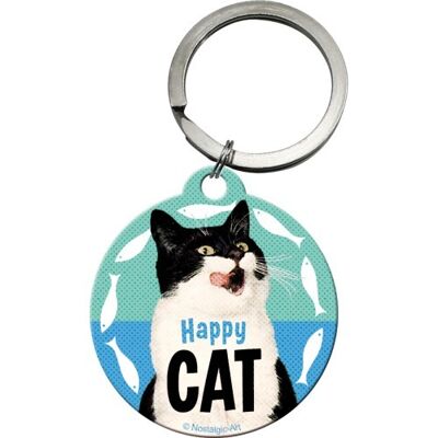 Tierverein-glückliche Katze runder Schlüsselanhänger