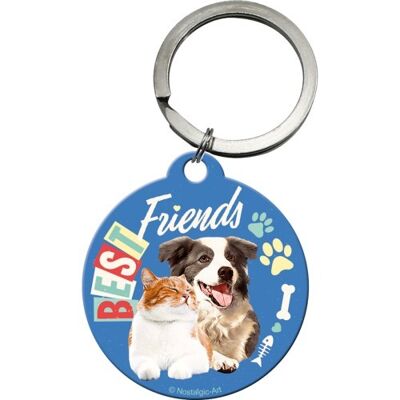 Animal Club Best Friends Cat & Dog Round Keychain