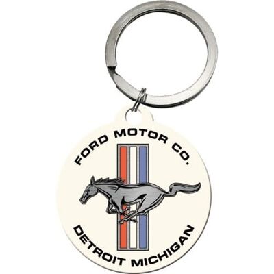 Round Ford Mustang Keychain - Horse & Stripes Logo