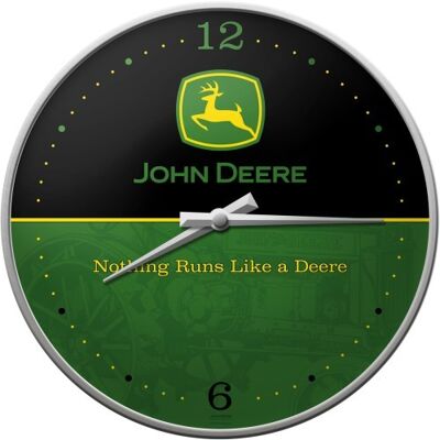 Horloge murale 31 cm. Logo John Deere – noir et vert