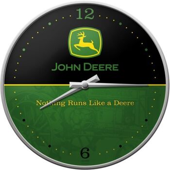 Horloge murale 31 cm. Logo John Deere – noir et vert