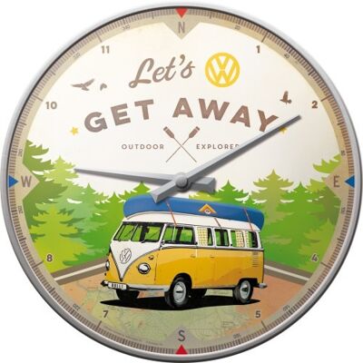 Wall clock 31 cm. Volkswagen VW Bulli - Let's Get Away