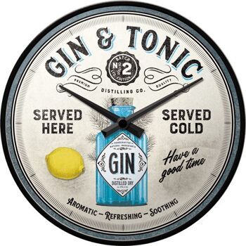 Horloge murale 31 cm. Gin & Tonic servi ici