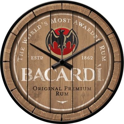 Bacardi Wall Clock - Wood Barrel Logo