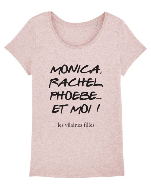 Tee-shirt col rond Monica, Rachel, phoebe bio,coton bio, rose chiné