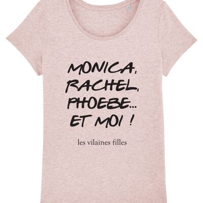 Monica round neck T-shirt, Rachel, organic phoebe, organic cotton, heather pink