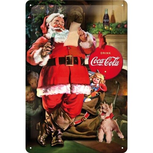 Placa de metal 20x30 cms. Coca-Cola Special Edition Classic Santa Collage