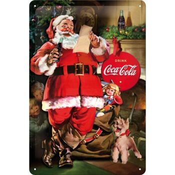 Plaque de métal 20x30 cm. Coca-Cola Édition Spéciale Classique Père Noël Collage