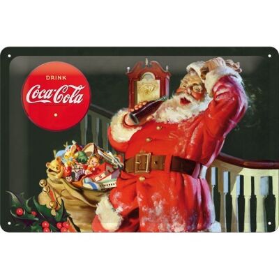 Piatto in metallo 20x30 cm. Babbo Natale classico in edizione speciale Coca-Cola