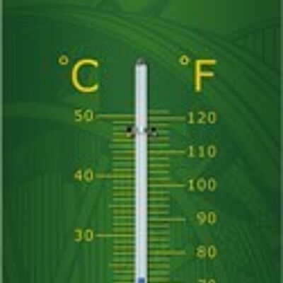 Thermomètre 6,5x28 cm. Logo John Deere – noir et vert