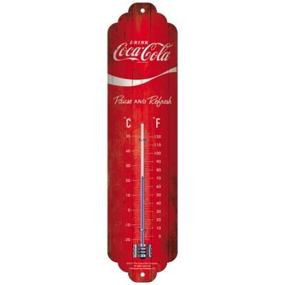 Termometro 6,5x28 cm. Coca-Cola - Logo dell'onda rossa