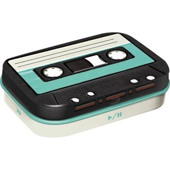 Boîte à la menthe 6x9,5x2 cm. Achtung Retro Cassette