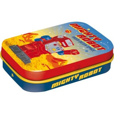 Mints box 6x9.5x2 cm. Achtung Mighty Robot