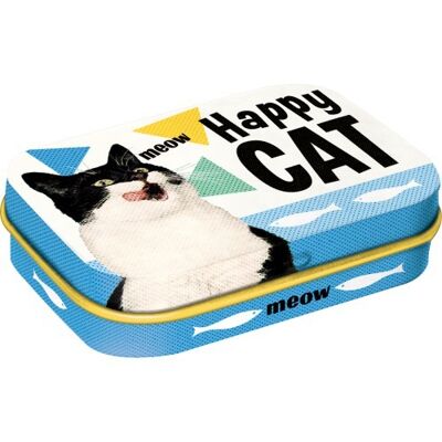 Boîte à la menthe 6x9,5x2 cm. Animal Club chat heureux