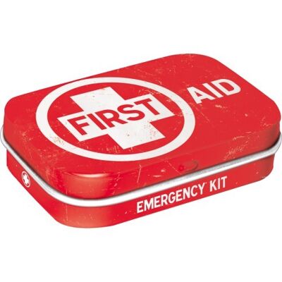 Mints box 6x9.5x2 cm. Nostalgic Pharmacy First Aid Red