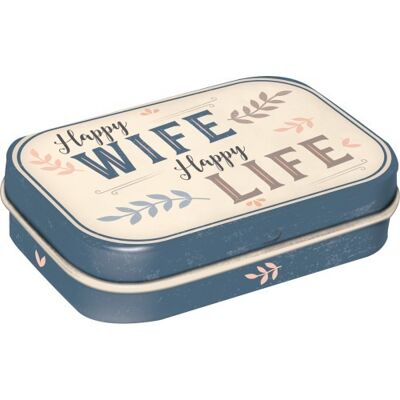 Mints box 6x9.5x2 cm. Word Up Happy Wife Happy Life