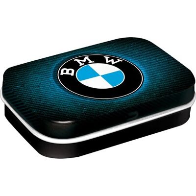 Pfefferminzdose 6x9,5x2 cm. BMW - Logo blau glänzend