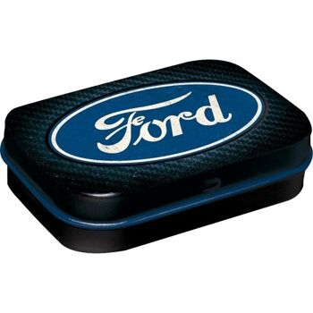 Boîte à la menthe 6x9,5x2 cm. Ford - Logo bleu brillant