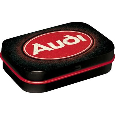 Pfefferminzdose 6x9,5x2 cm. Audi - Logo Rot glänzend