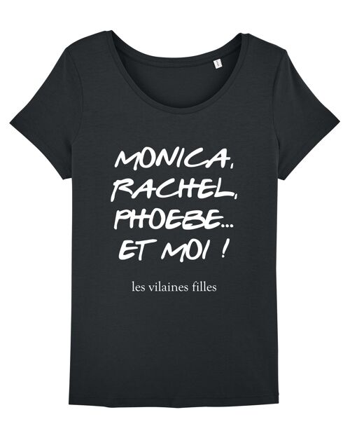 Tee-shirt col rond Monica, Rachel, phoebe bio, coton bio, noir