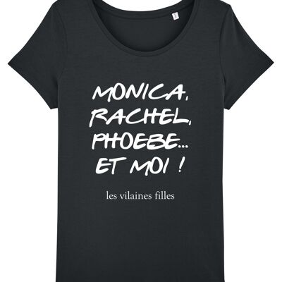 Tee-shirt col rond Monica, Rachel, phoebe bio, coton bio, noir