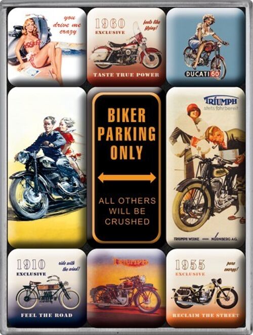 Juego de imanes (9 piezas) Biker Parking Only