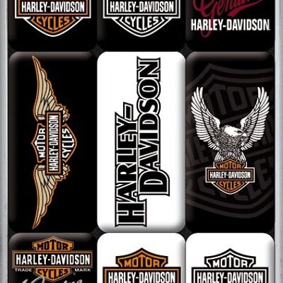 Magnetset (9 Stück) Harley-Davidson Logos