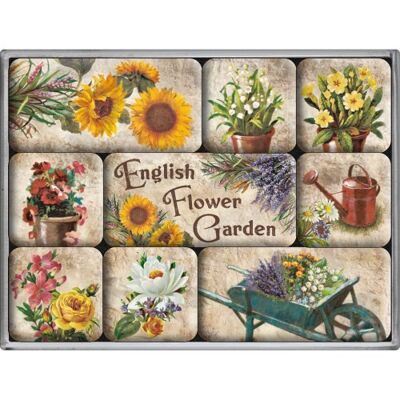 Magnet Set (9 Pieces) Home & Country English Flower Garden
