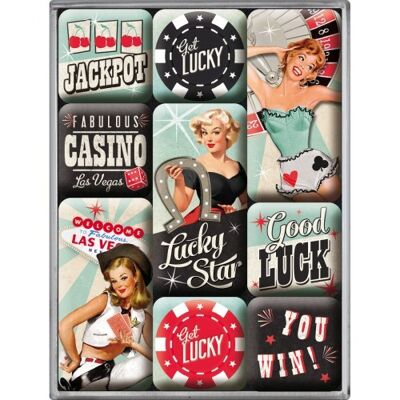 Magnet Set (9 Pieces) Pin Up Get Lucky