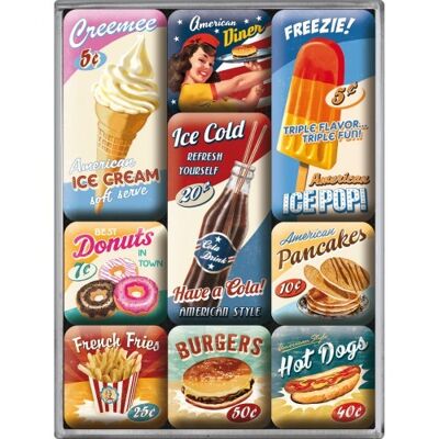 Magnet Set (9 Pieces) USA American Diner