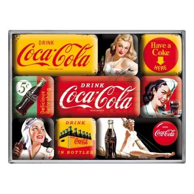 Magnet set (9 pieces) Coca-Cola - Yellow Mix