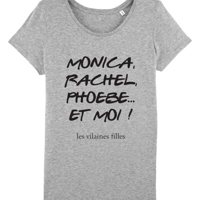 Camiseta con cuello redondo Monica, Rachel, phoebe orgánico, algodón orgánico, gris jaspeado