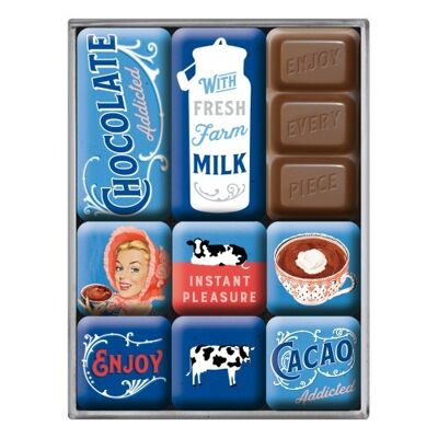 Magnet Set (9 Pieces) Say it 50's Chocolate Addicted