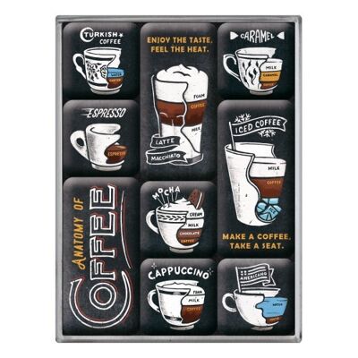 Juego de imanes (9 piezas) Coffee & Chocolate Anatomy of Coffee