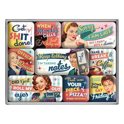 Magnet Set (9 Pieces) Say it 50's Office Fun