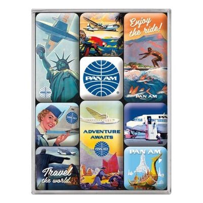 Juego de imanes (9 piezas) Pan Am - Travel the world posters