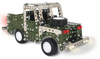 Land Rover avec jeu de construction en métal avec lumières LED 2