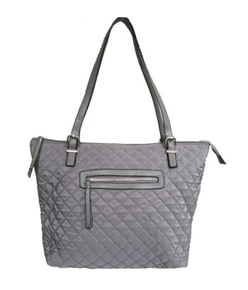 Sac cabas matelassé en nylon Maria - Gris 2