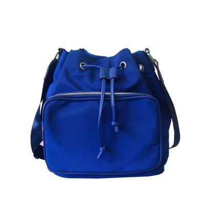 Brianna Nylon Drawstring Bucket Style Bag - Blue