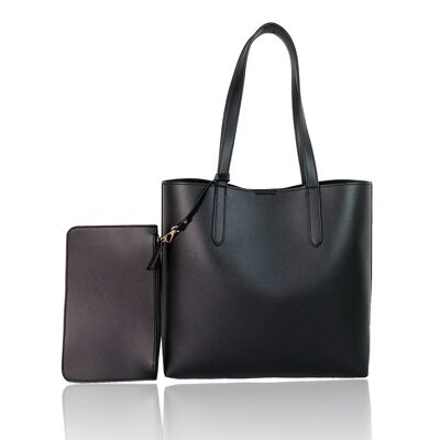 Priscilla Large Tote Shopper Bag With Purse - Black
