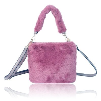 Flo Faux Fur Fashion Bag-Schwarz Rosa