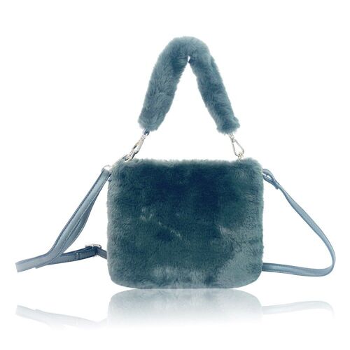 Flo Faux Fur Fashion Bag-Black Green