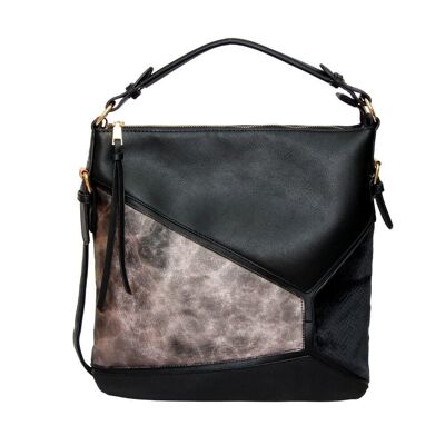 Gracia Slouch-Tasche mit Marmorplatte Schwarz Schwarz